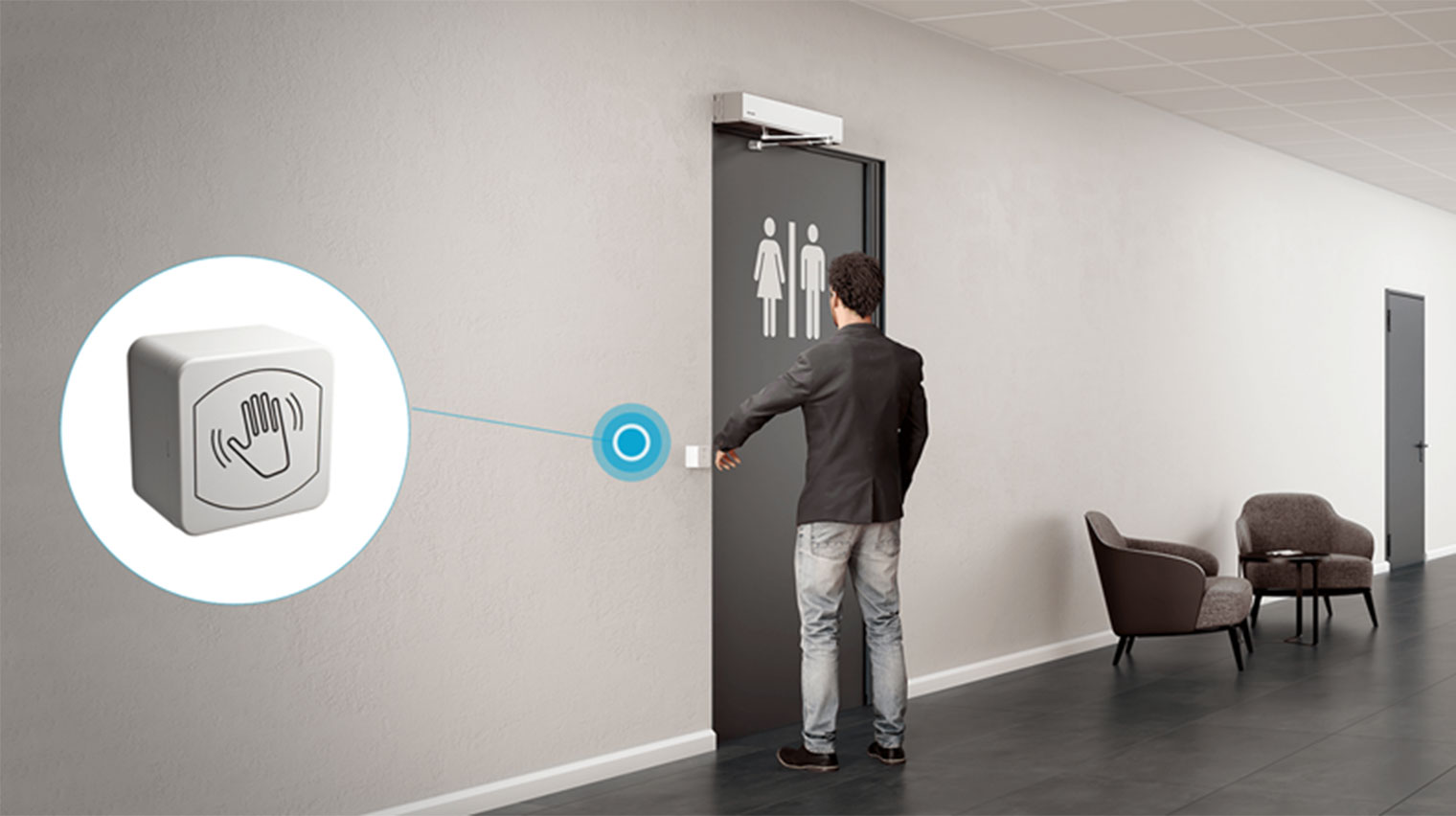 Touchless wave activation switch and automatic door